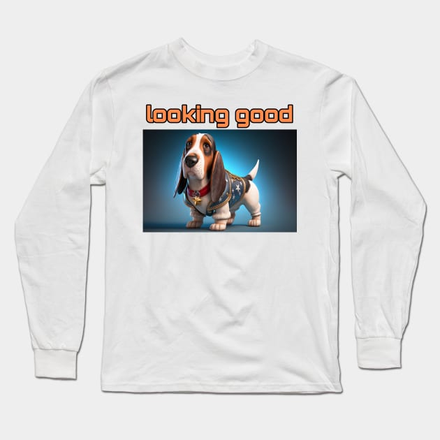 Basset Hound - Looking Good and dressed for success Long Sleeve T-Shirt by TheArtfulAI